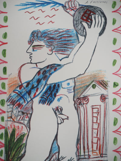 Alekos FASSIANOS : Athlète à l'écharpe bleue, Sérigraphie originale signée