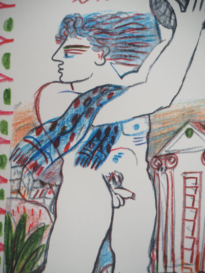 Alekos FASSIANOS : Athlète à l'écharpe bleue, Sérigraphie originale signée