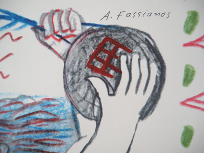 Alekos FASSIANOS : Athlète à l'écharpe bleue, Sérigraphie originale signée