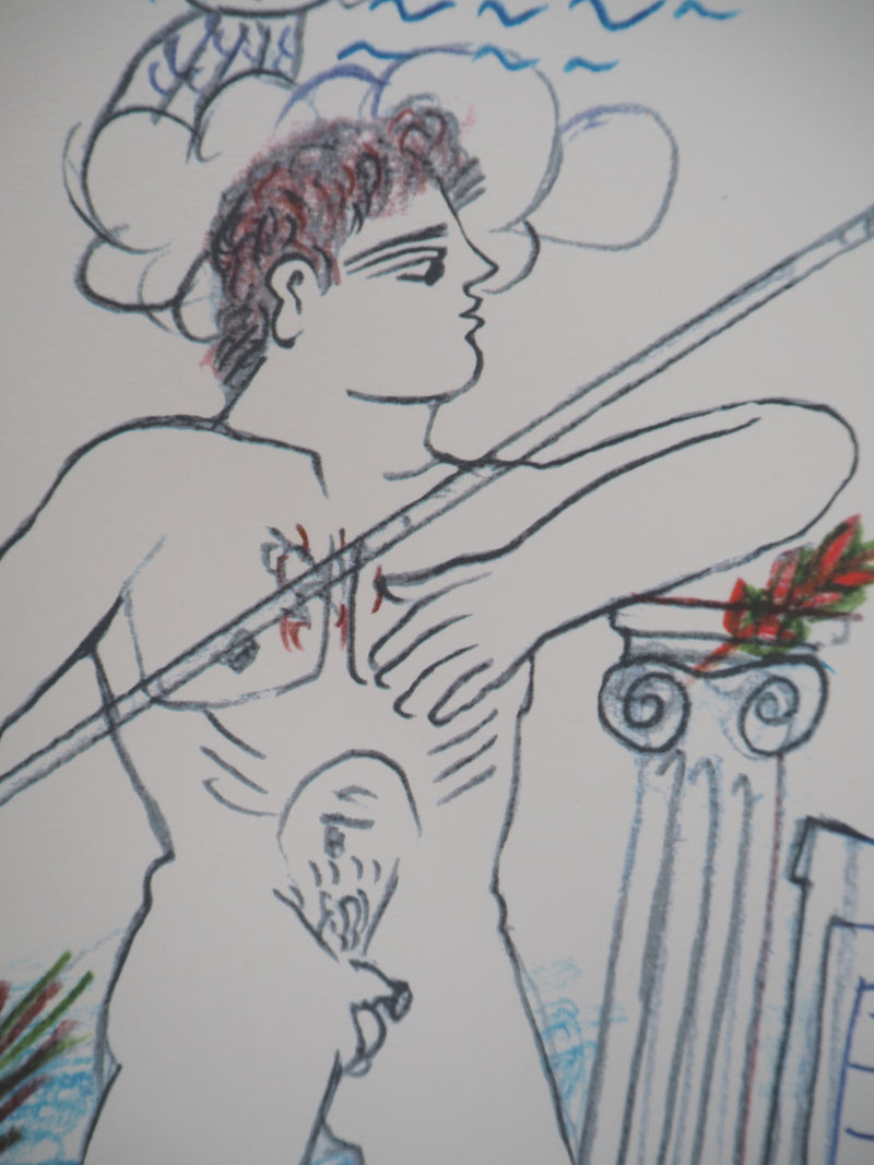 Alekos FASSIANOS : Athlète et colombes, Sérigraphie originale signée