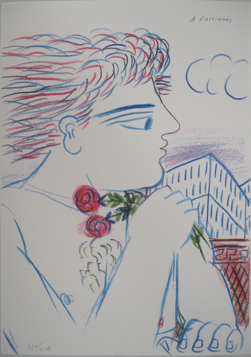 Alekos FASSIANOS : Homme romantique, Sérigraphie originale signée