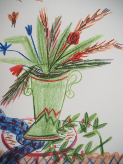 Alekos FASSIANOS : Bouquet aux épis et abeilles, Sérigraphie originale signée