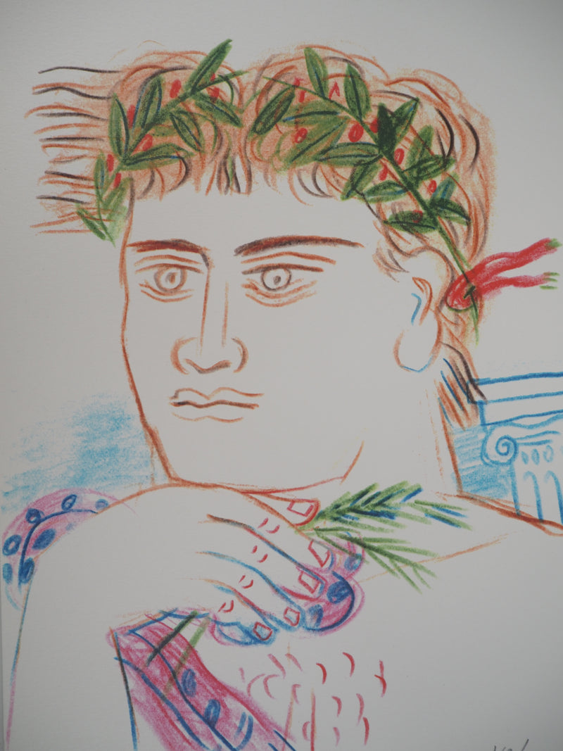 Alekos FASSIANOS : Jeune homme rêveur, Sérigraphie originale signée