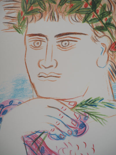 Alekos FASSIANOS : Jeune homme rêveur, Sérigraphie originale signée