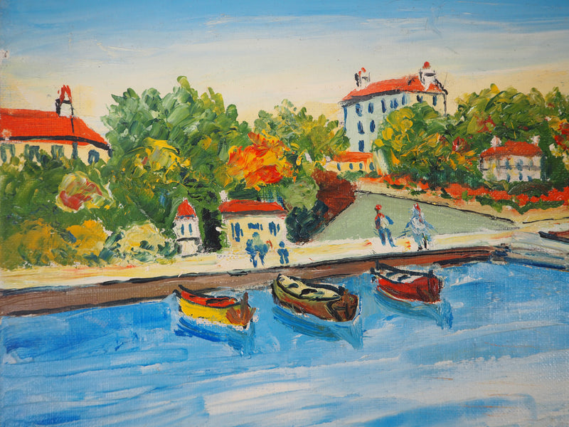Elisée MACLET : Le Port de Beaulieu sur Mer, Huile sur toile signée