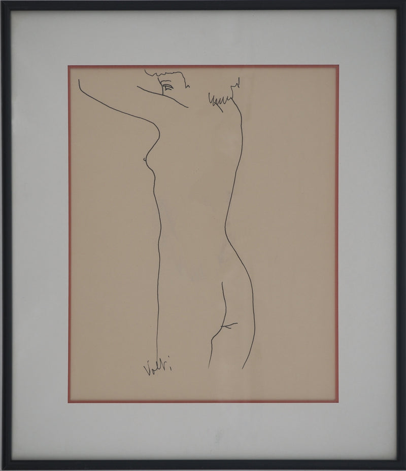 Antonuccio VOLTI : Nu de profil, Dessin original signé