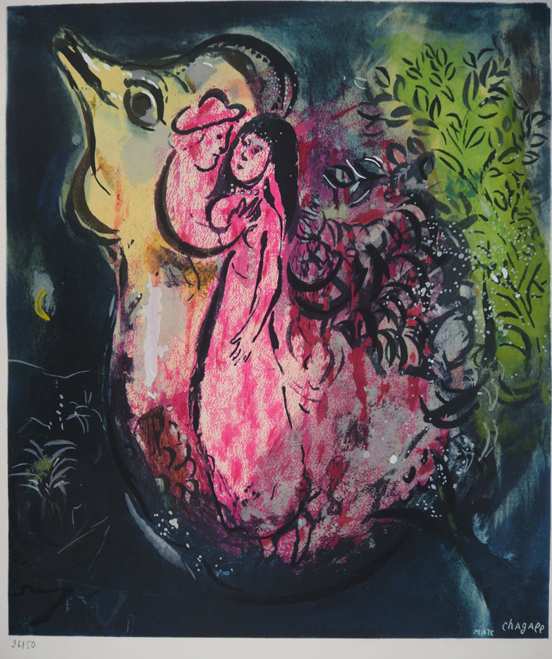 Marc CHAGALL : Les amoureux au coq, Lithographie originale (photo de détail 3) - Crédit photo : Galerie Art.Paris