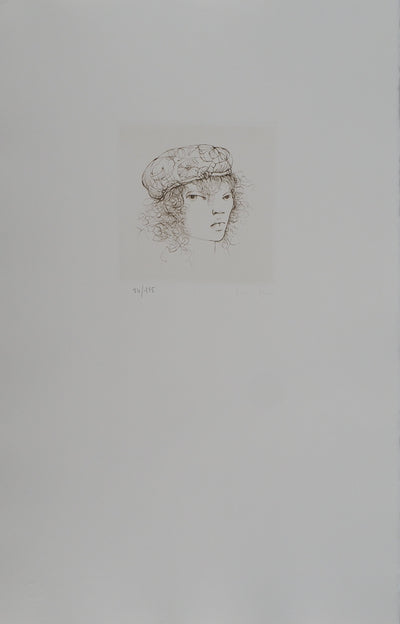 Leonor FINI : Beret à fleur, Gravure originale (photo de détail 2) - Crédit photo : Galerie Art.Paris