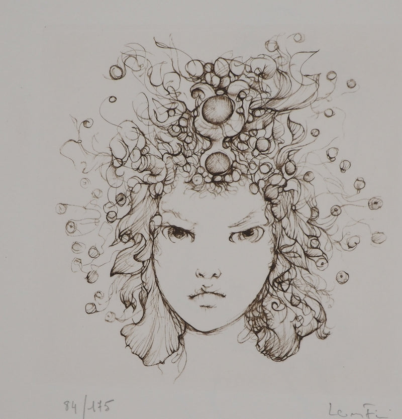 Leonor FINI : Couronne de perles, Gravure originale (vue générale) - Crédit photo : Galerie Art.Paris