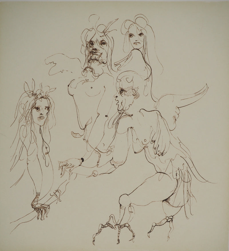 Leonor FINI : Les anges, Gravure originale (vue générale) - Crédit photo : Galerie Art.Paris