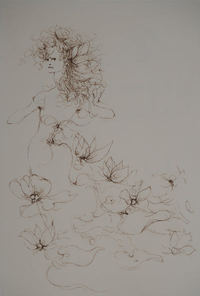 Leonor FINI : Robe en fleurs, Gravure originale (vue générale) - Crédit photo : Galerie Art.Paris