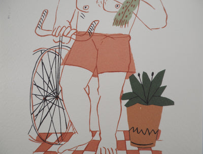 Alekos FASSIANOS : Cycliste à l'écharpe verte, Lithographie originale (photo de détail 6) - Crédit photo : Galerie Art.Paris