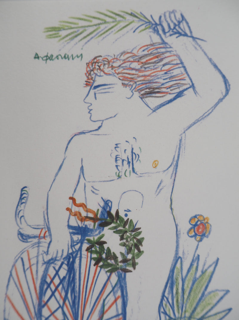 Alekos FASSIANOS : Jeux Olympiques, Cycliste couronné, Lithographie originale (photo de détail 3) - Crédit photo : Galerie Art.Paris