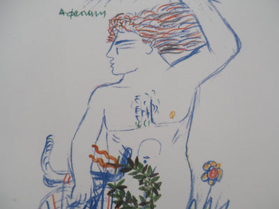 Alekos FASSIANOS : Jeux Olympiques, Cycliste couronné, Lithographie originale (photo de détail 4) - Crédit photo : Galerie Art.Paris