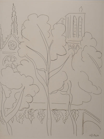 Henri MATISSE : La gloire de Paris : Les tours de Notre Dame, Gravure originale (vue générale) - Crédit photo : Galerie Art.Paris