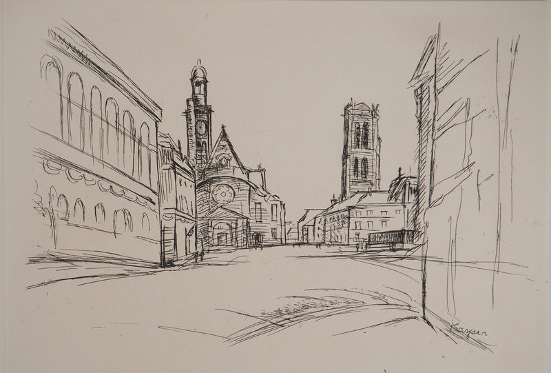 Edmond Charles KAYSER : La gloire de Paris : La rue Saint Jacques, Gravure originale (vue générale) - Crédit photo : Galerie Art.Paris