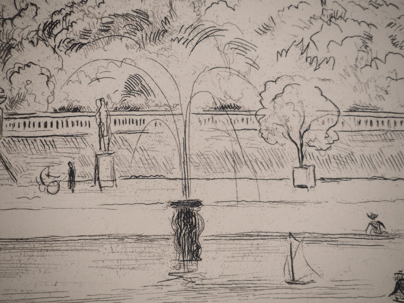 Charles BERTHOLD-MAHN : La gloire de Paris : Vue sur le Palais du Luxembourg, Gravure originale (photo de détail 6) - Crédit photo : Galerie Art.Paris