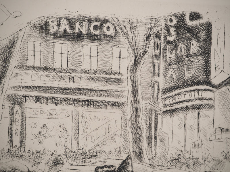 CHAS LABORDE : La gloire de Paris : Boulevard Haussman, Gravure originale (photo de détail 4) - Crédit photo : Galerie Art.Paris