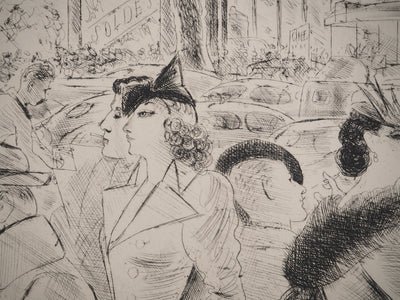 CHAS LABORDE : La gloire de Paris : Boulevard Haussman, Gravure originale (photo de détail 8) - Crédit photo : Galerie Art.Paris