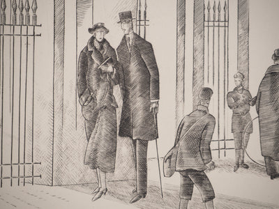 Jean-Emile LABOUREUR : La gloire de Paris : Sous les arches du Palais Royal, Gravure originale (photo de détail 3) - Crédit photo : Galerie Art.Paris