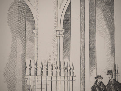 Jean-Emile LABOUREUR : La gloire de Paris : Sous les arches du Palais Royal, Gravure originale (photo de détail 5) - Crédit photo : Galerie Art.Paris