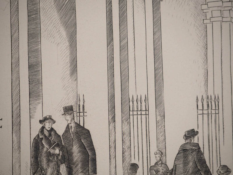 Jean-Emile LABOUREUR : La gloire de Paris : Sous les arches du Palais Royal, Gravure originale (photo de détail 6) - Crédit photo : Galerie Art.Paris