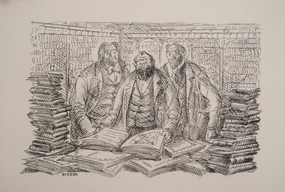 Maurice BERDON : La gloire de Paris : Les archivistes de la BNF, Gravure originale (vue générale) - Crédit photo : Galerie Art.Paris