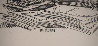 Maurice BERDON : La gloire de Paris : Les archivistes de la BNF, Gravure originale (photo de détail 3) - Crédit photo : Galerie Art.Paris