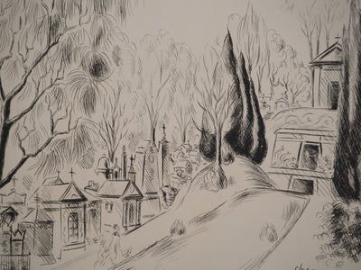 Anne CHERIANE : La gloire de Paris : Vue sur le Père Lachaise, Gravure originale (photo de détail 2) - Crédit photo : Galerie Art.Paris