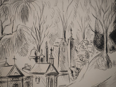 Anne CHERIANE : La gloire de Paris : Vue sur le Père Lachaise, Gravure originale (photo de détail 5) - Crédit photo : Galerie Art.Paris