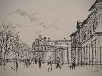 Raymond RENEFER : La gloire de Paris : Le Louvre, Gravure originale (photo de détail 2) - Crédit photo : Galerie Art.Paris