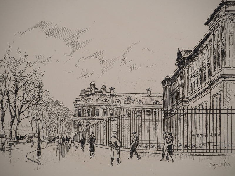 Raymond RENEFER : La gloire de Paris : Le Louvre, Gravure originale (photo de détail 2) - Crédit photo : Galerie Art.Paris