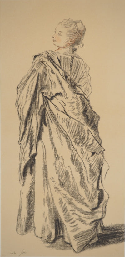 Antoine WATTEAU : Femme de dos, Héliogravure originale (photo de détail 2) - Crédit photo : Galerie Art.Paris