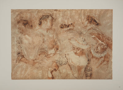 Antoine WATTEAU : Groupe de courtisane, Héliogravure originale (vue générale) - Crédit photo : Galerie Art.Paris