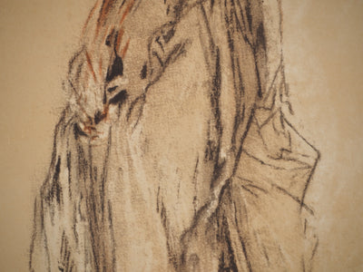 Antoine WATTEAU : Femme au manteau, Héliogravure originale (photo de détail 5) - Crédit photo : Galerie Art.Paris