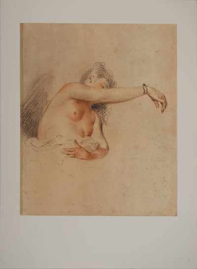 Antoine WATTEAU : Femme au bras levé, Héliogravure originale (vue générale) - Crédit photo : Galerie Art.Paris