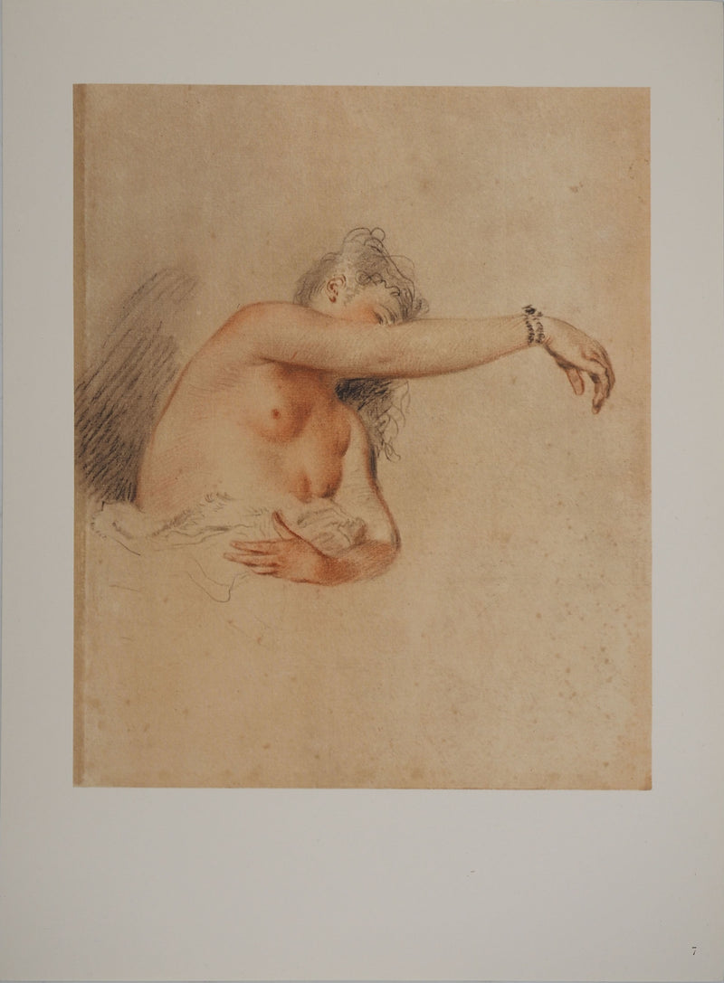 Antoine WATTEAU : Femme au bras levé, Héliogravure originale (vue générale) - Crédit photo : Galerie Art.Paris