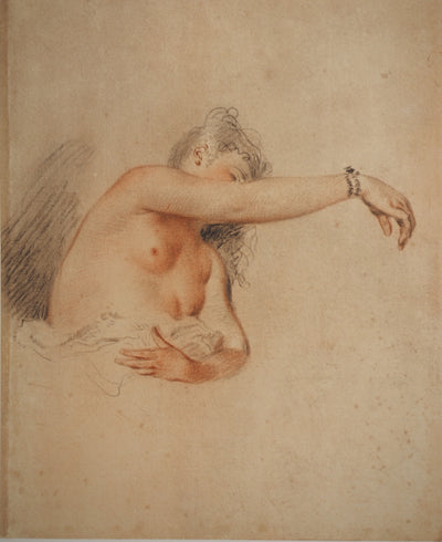 Antoine WATTEAU : Femme au bras levé, Héliogravure originale (photo de détail 2) - Crédit photo : Galerie Art.Paris