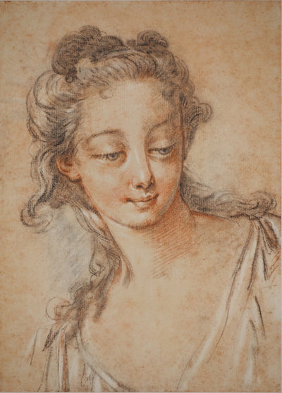 François BOUCHER : Portrait d'une jeune femme, Héliogravure originale (photo de détail 2) - Crédit photo : Galerie Art.Paris