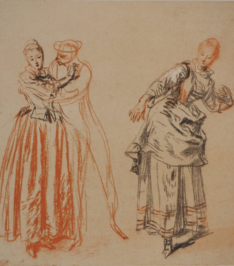 Antoine WATTEAU : Etude de deux femmes, Héliogravure originale (photo de détail 2) - Crédit photo : Galerie Art.Paris