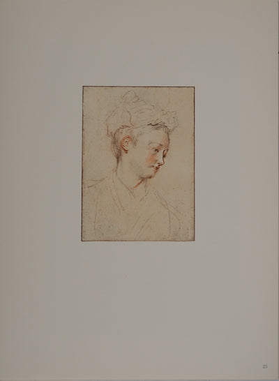 Antoine WATTEAU : Jeune courtisane, Héliogravure originale (photo de détail 2) - Crédit photo : Galerie Art.Paris