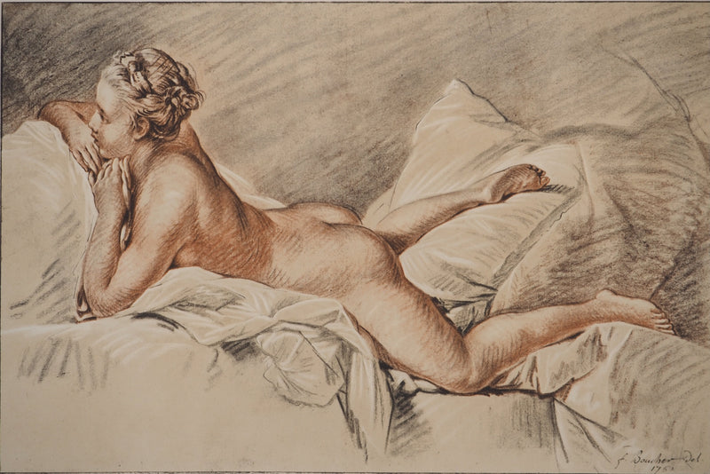 François BOUCHER : Portrait nu au divan, Héliogravure originale (photo de détail 2) - Crédit photo : Galerie Art.Paris