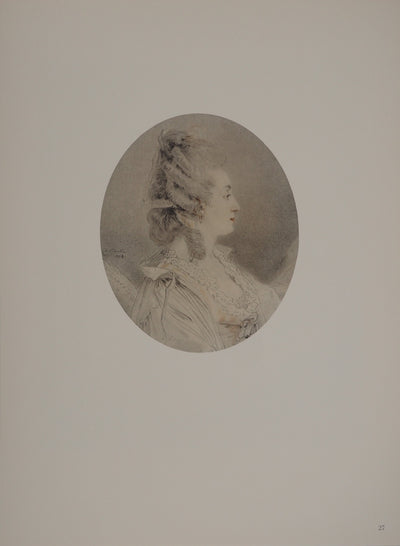 Augustin DE SAINT-AUBIN : Portrait de Madame De Saint-Aubin, Héliogravure originale (photo de détail 2) - Crédit photo : Galerie Art.Paris