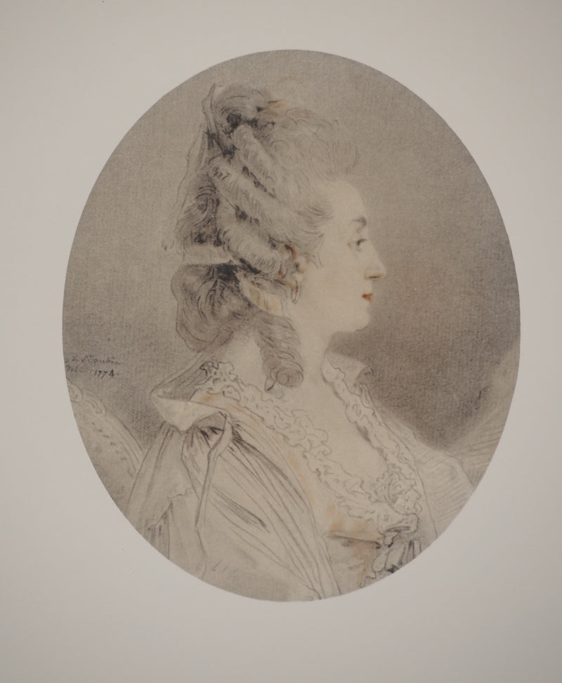 Augustin DE SAINT-AUBIN : Portrait de Madame De Saint-Aubin, Héliogravure originale (vue générale) - Crédit photo : Galerie Art.Paris