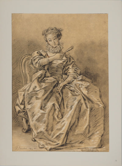 François BOUCHER : Portrait à l'espagnol, Héliogravure originale (vue générale) - Crédit photo : Galerie Art.Paris