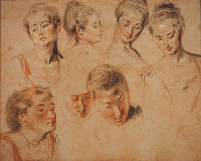 Antoine WATTEAU : Etude pour visage féminin, Héliogravure originale (photo de détail 2) - Crédit photo : Galerie Art.Paris