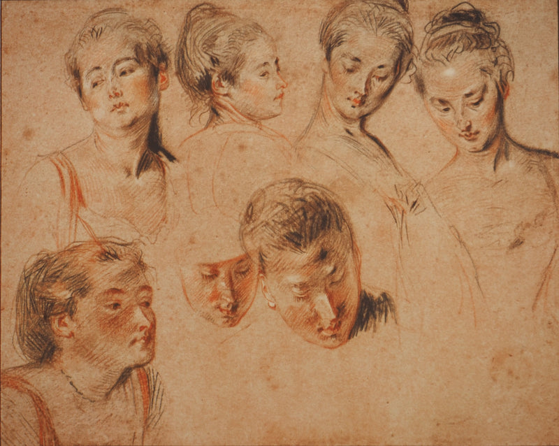 Antoine WATTEAU : Etude pour visage féminin, Héliogravure originale (photo de détail 2) - Crédit photo : Galerie Art.Paris