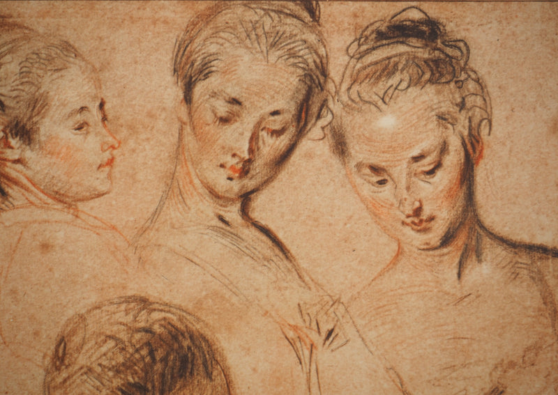 Antoine WATTEAU : Etude pour visage féminin, Héliogravure originale (photo de détail 3) - Crédit photo : Galerie Art.Paris