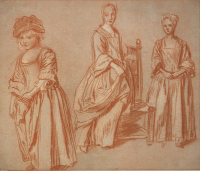 Antoine WATTEAU : Trois jeunes femmes, Héliogravure originale (photo de détail 2) - Crédit photo : Galerie Art.Paris