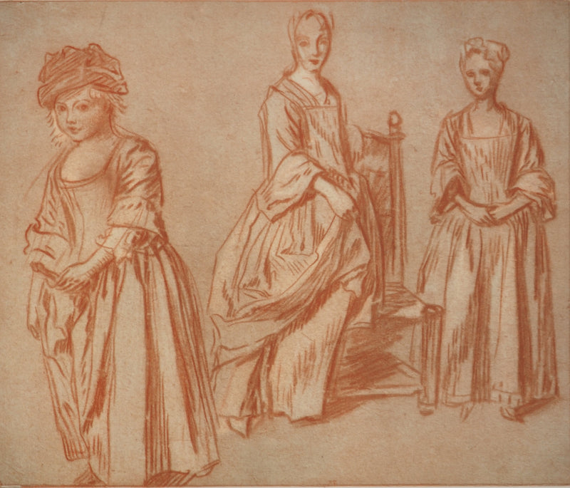 Antoine WATTEAU : Trois jeunes femmes, Héliogravure originale (photo de détail 2) - Crédit photo : Galerie Art.Paris